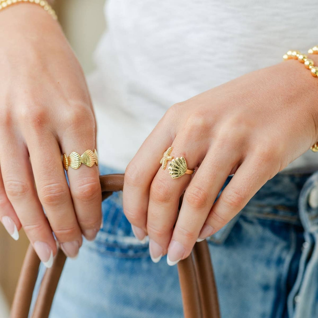 Starfish-Shell Ring (18k Gold Plated)