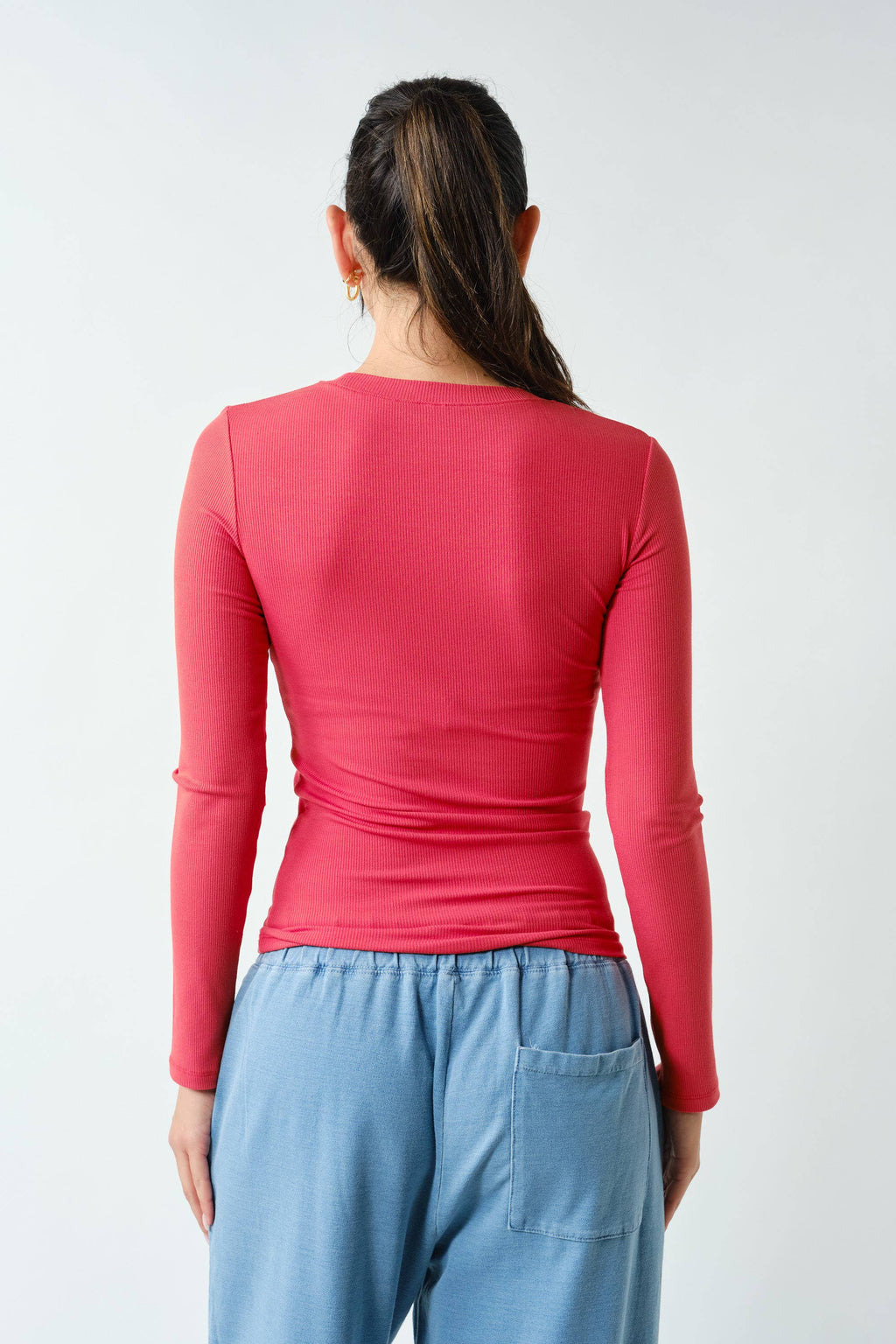 Essential Long-Sleeved Micro-Ribbed Athleisure Top