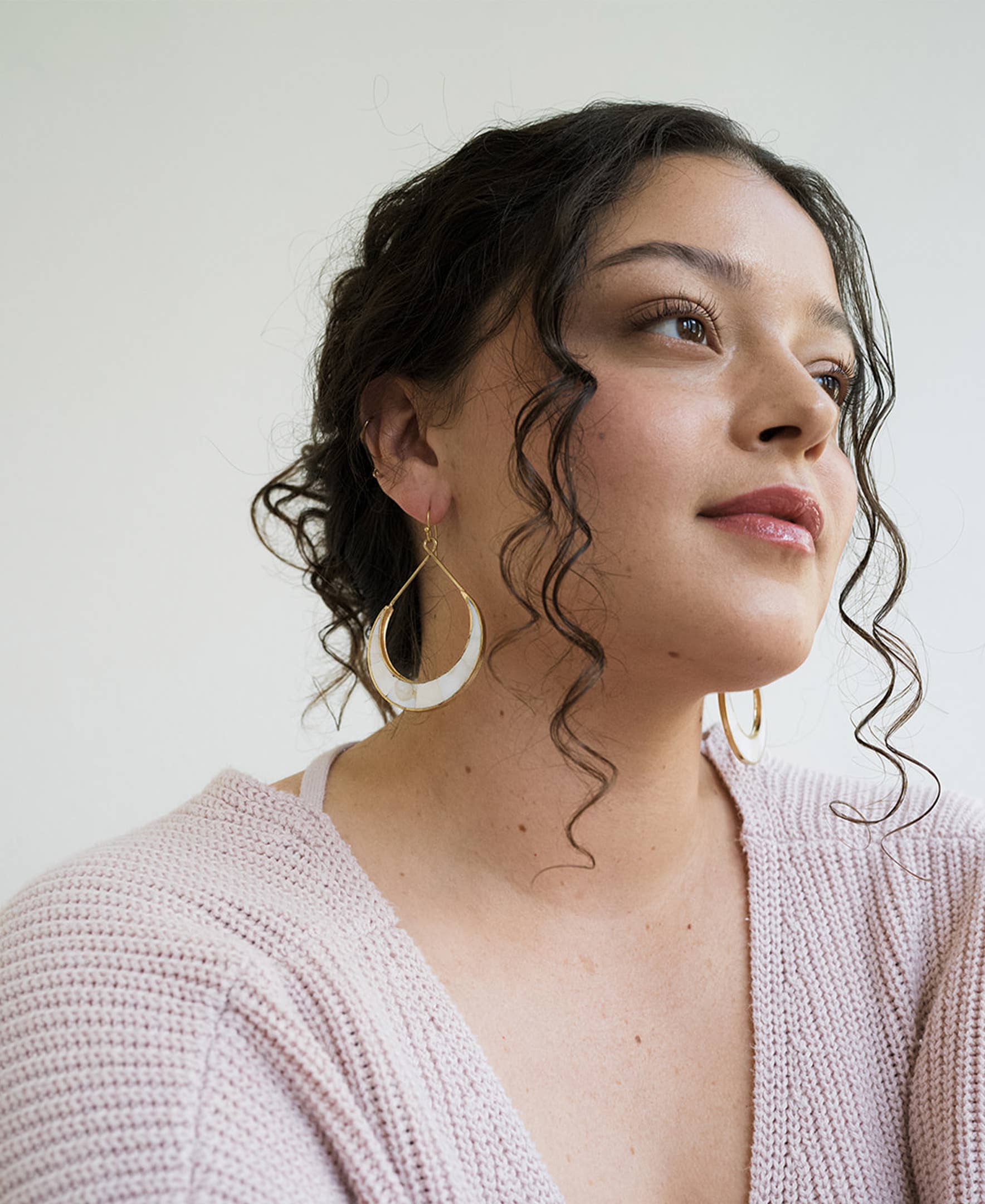 Pearl & Crescent Hoop Earrings