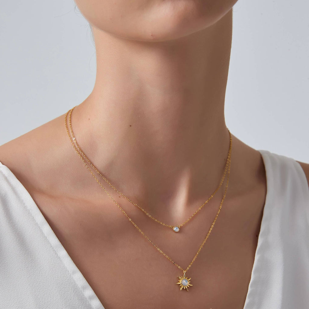 Small Opal Sun Moon Double Chain