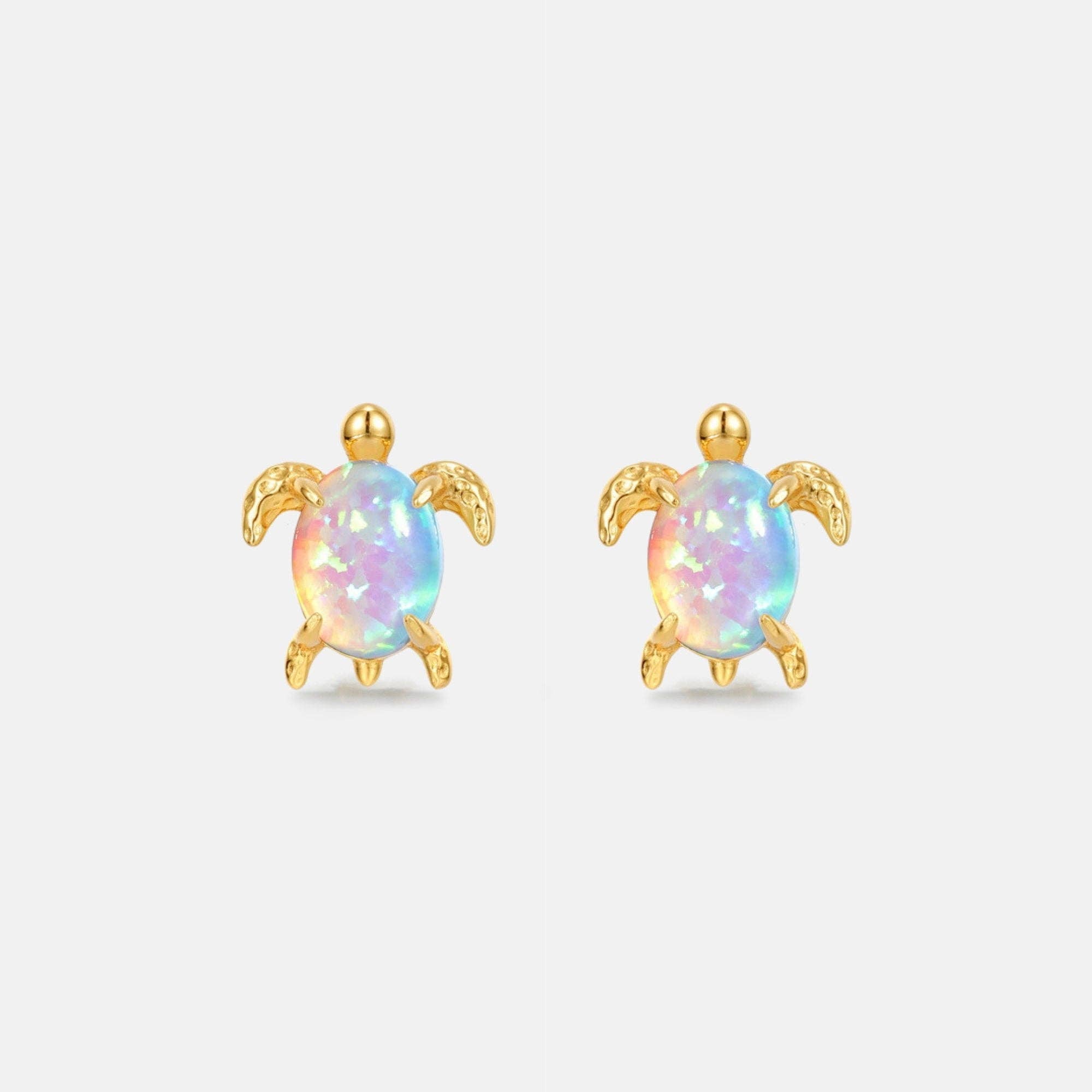 Opal Sea Turtle Stud Earrings