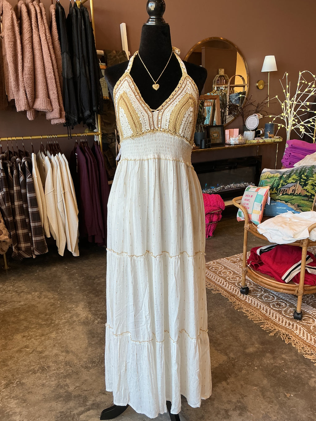 Beachy Crochet Halter Dress