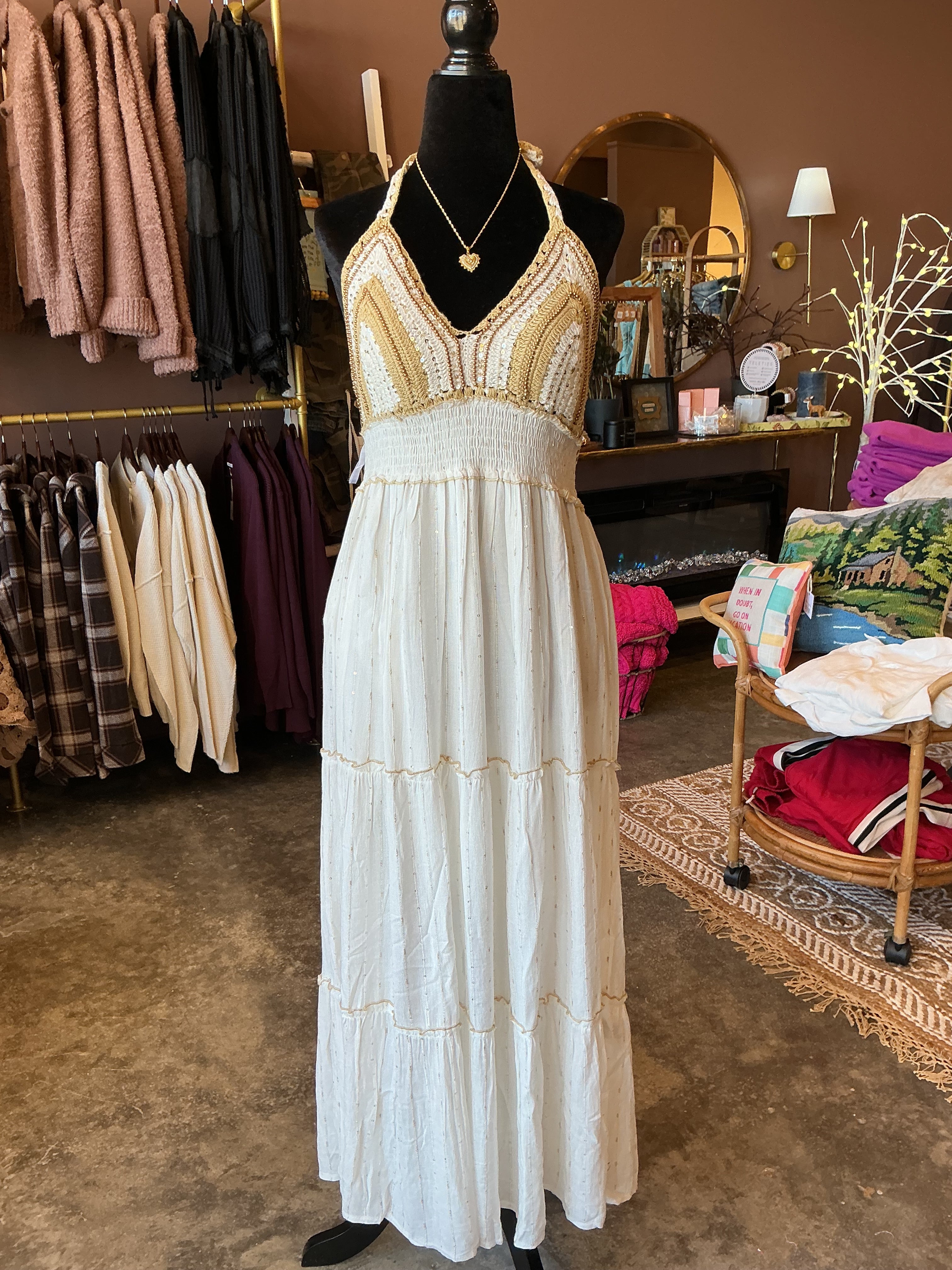 Beachy Crochet Halter Dress