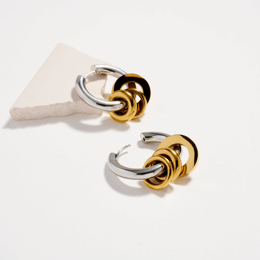 2-Tone Double Hoop Earrings