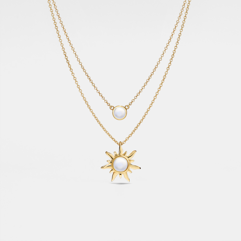 Small Opal Sun Moon Double Chain