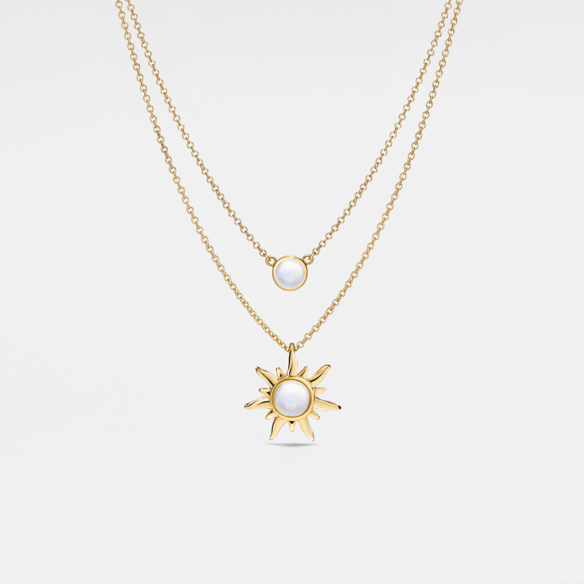 Small Opal Sun Moon Double Chain