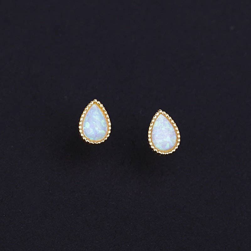 Vintage Teardrop Opal Stud Earrings