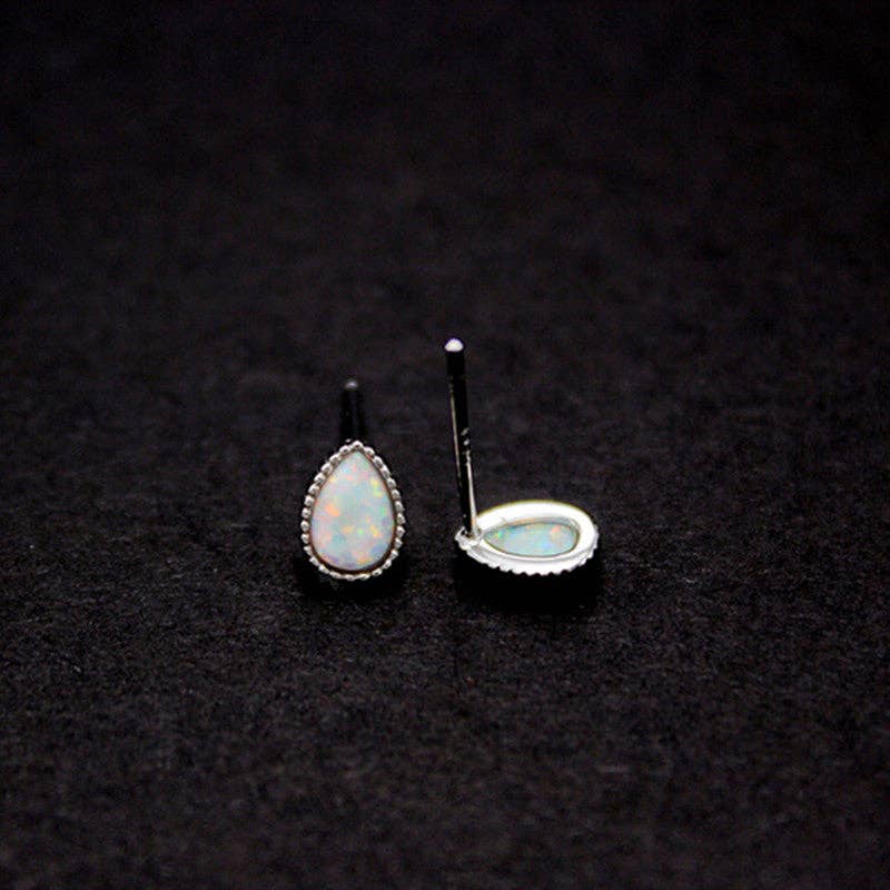 Vintage Teardrop Opal Stud Earrings