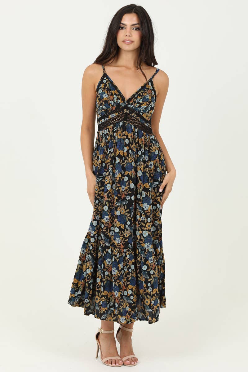 Gypsy Lace Trim Maxi Dress
