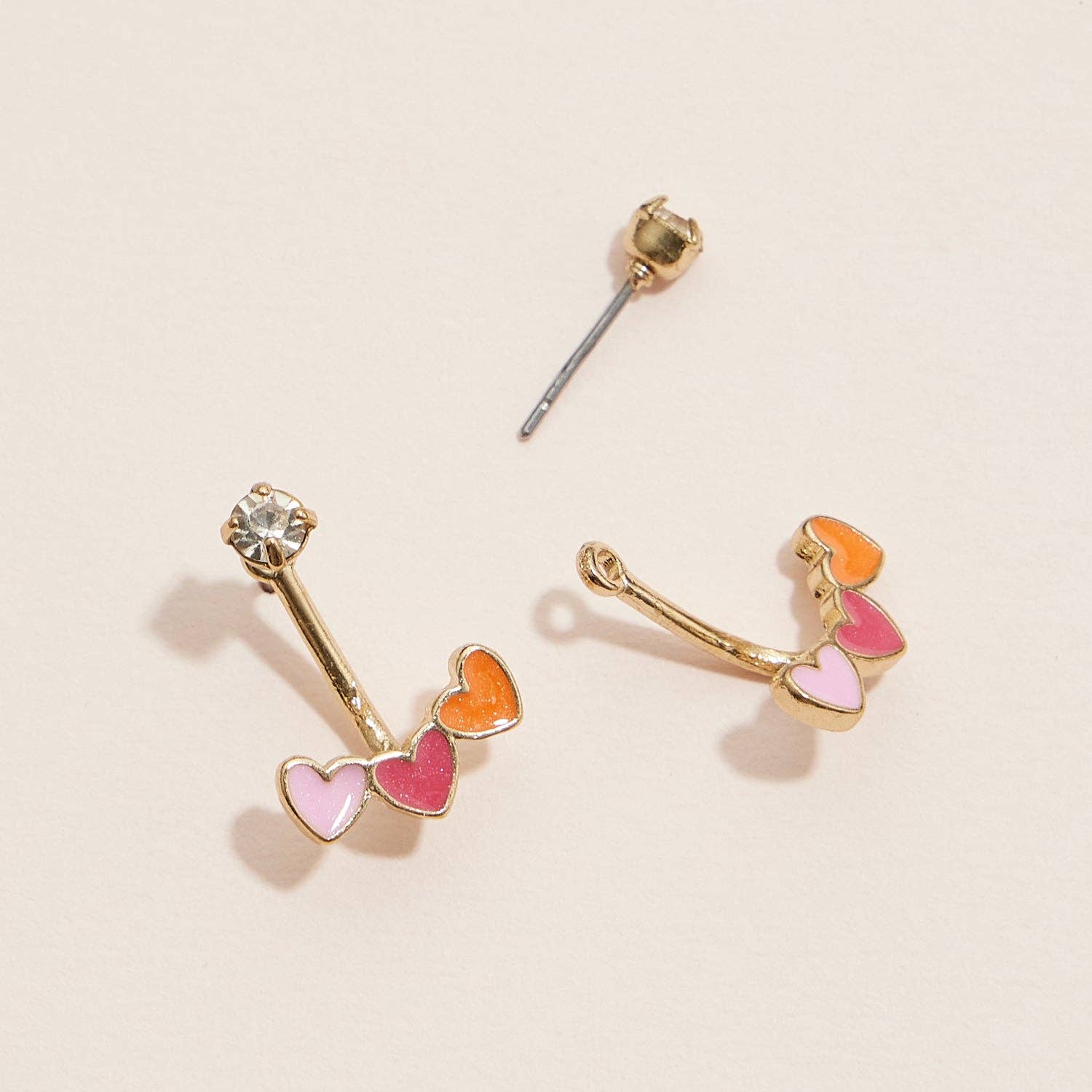 Ear Jacket Heart & Stud Earrings