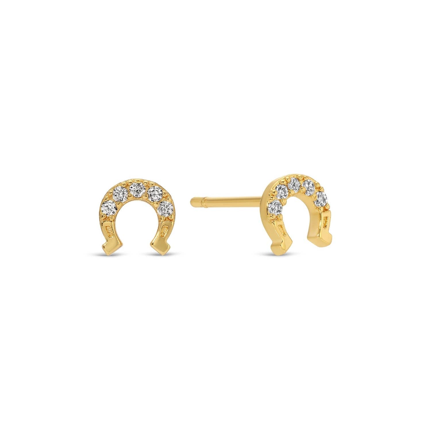 18K Lucky Horseshoe Stud Earrings