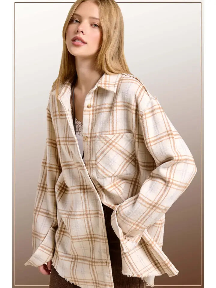 Willow Plaid Raw Hem Jacket