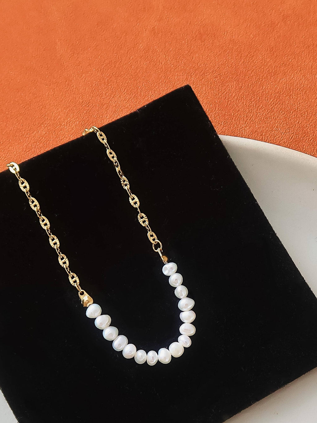 18K Gold Freshwater Pearl Chain Necklace