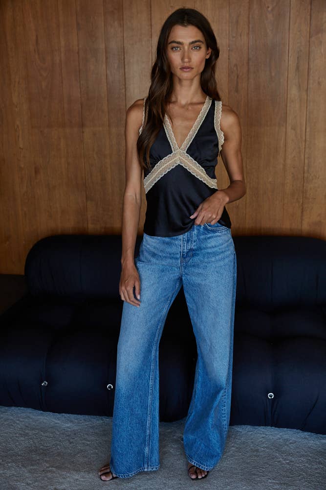 Anne Satin Lace Top