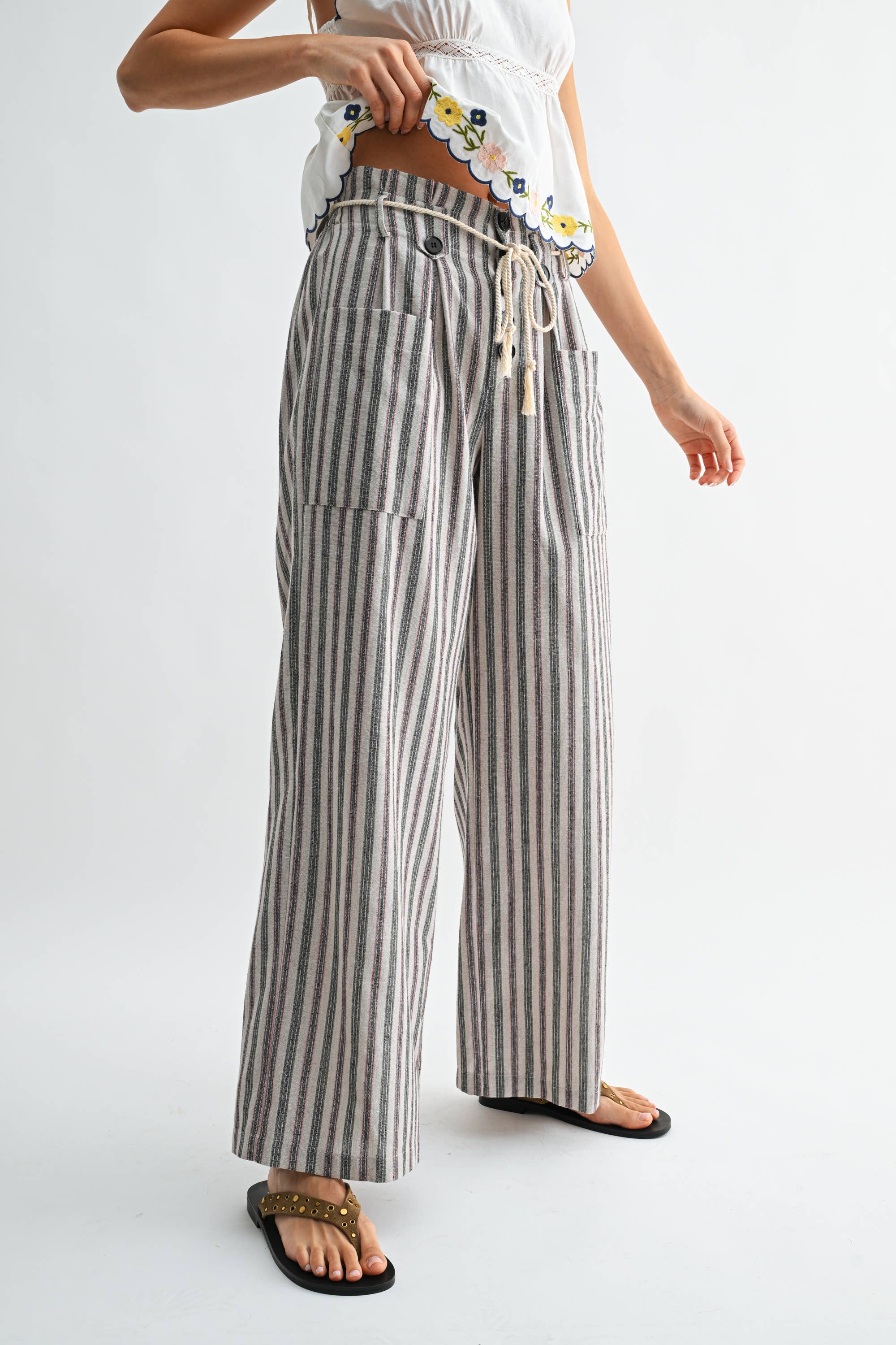 Jaden Striped Linen-Blend Pants