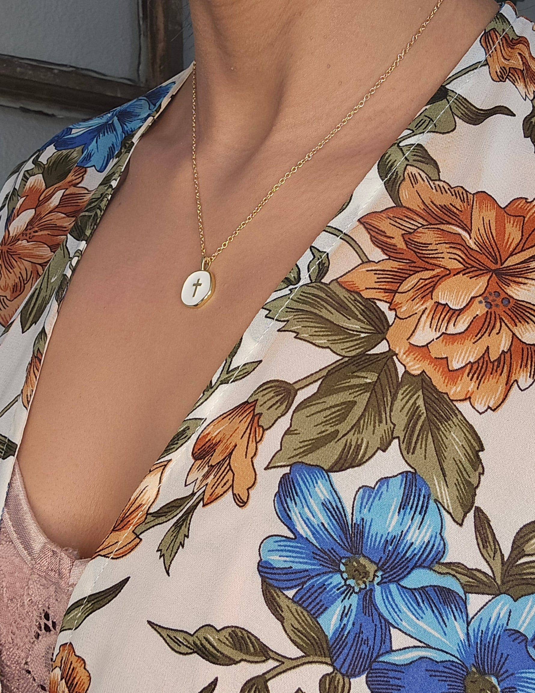 18k Gold-Plated Cross Necklace