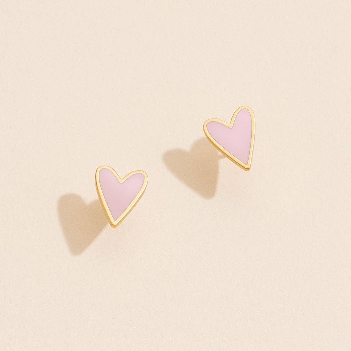 18K Gold-Dip Heart Stud Earrings