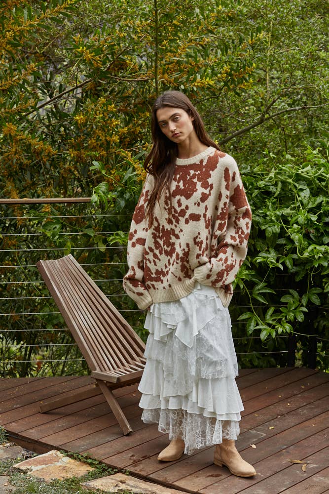 Savanna Cow Print Sweater