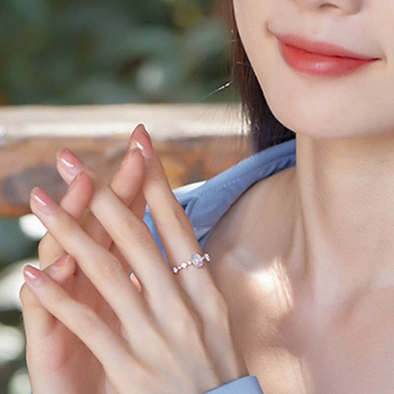 Dainty Opal Teardrop Ring