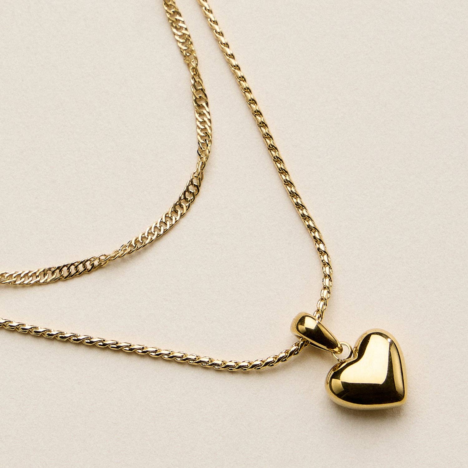 Layered Heart Necklace (Stainless Steel)