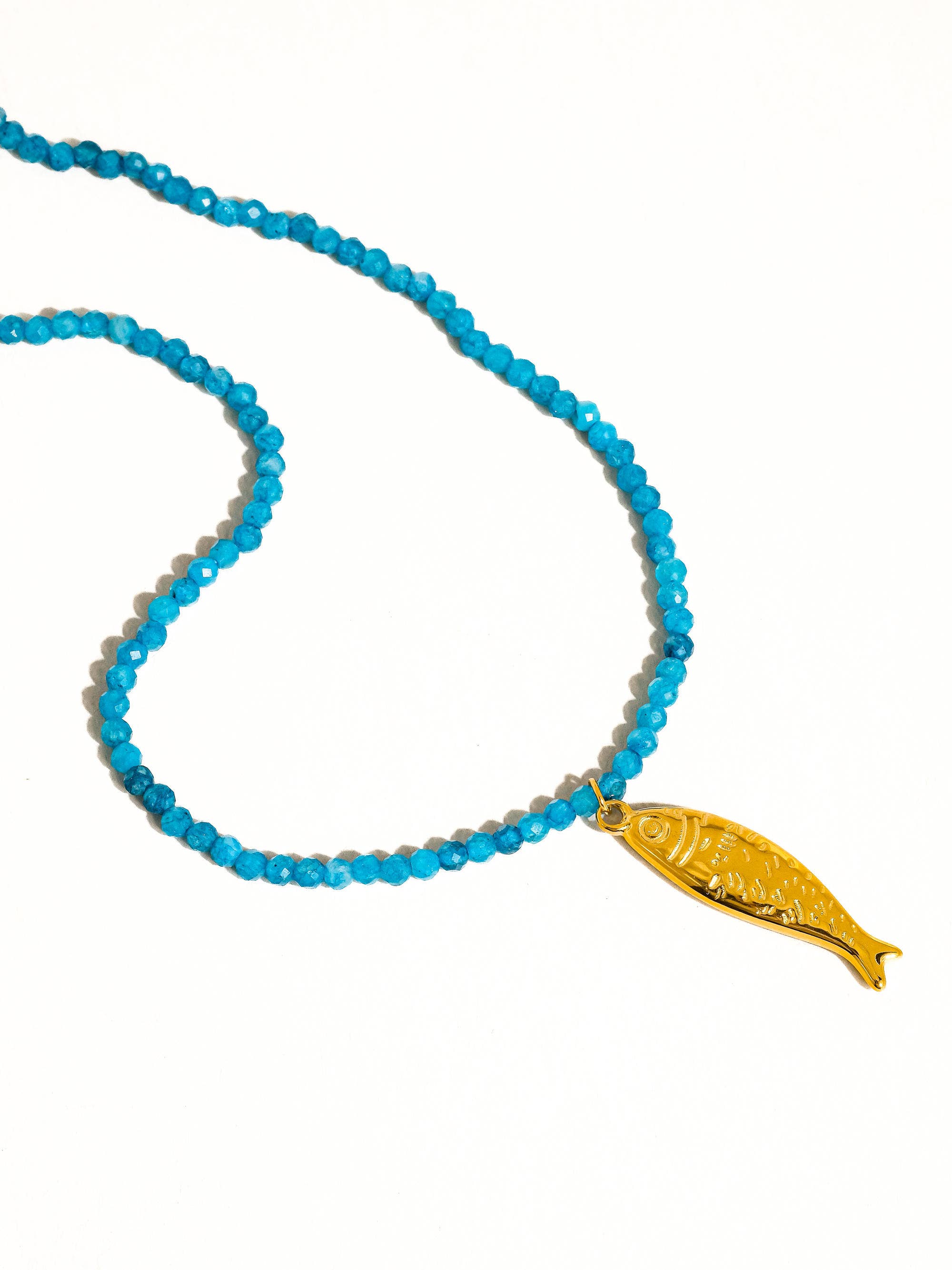 Azure Fish 18K Gold Beaded Necklace