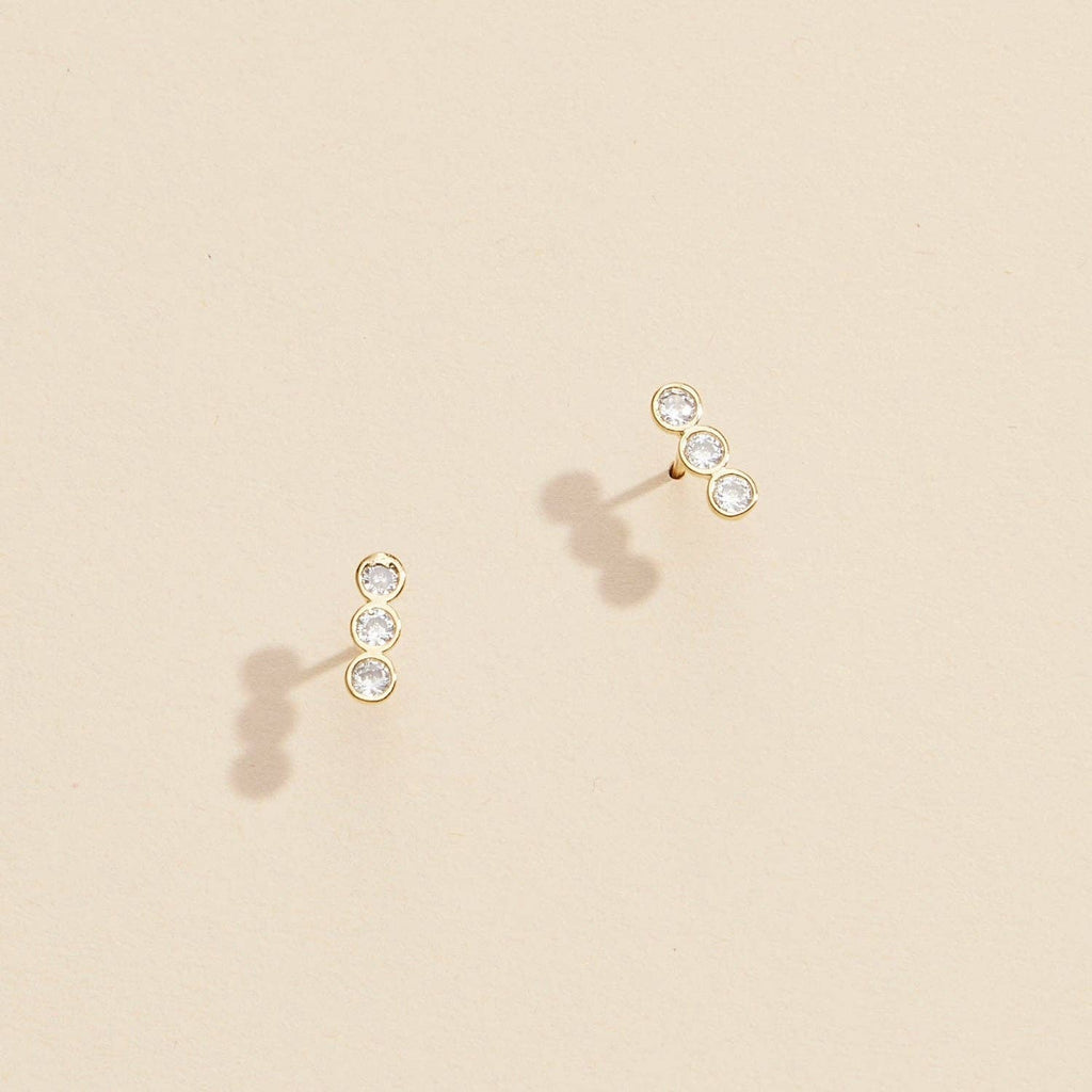 Trio Rhinestones Stud Earrings