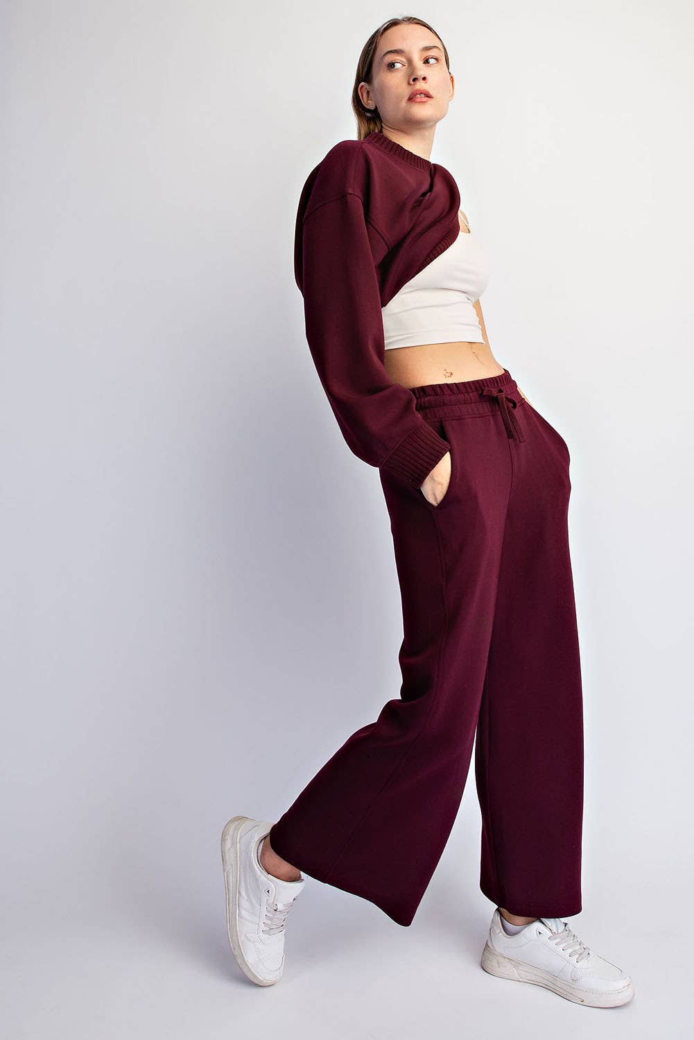 Deana Scuba Cropped Wide Leg Pant