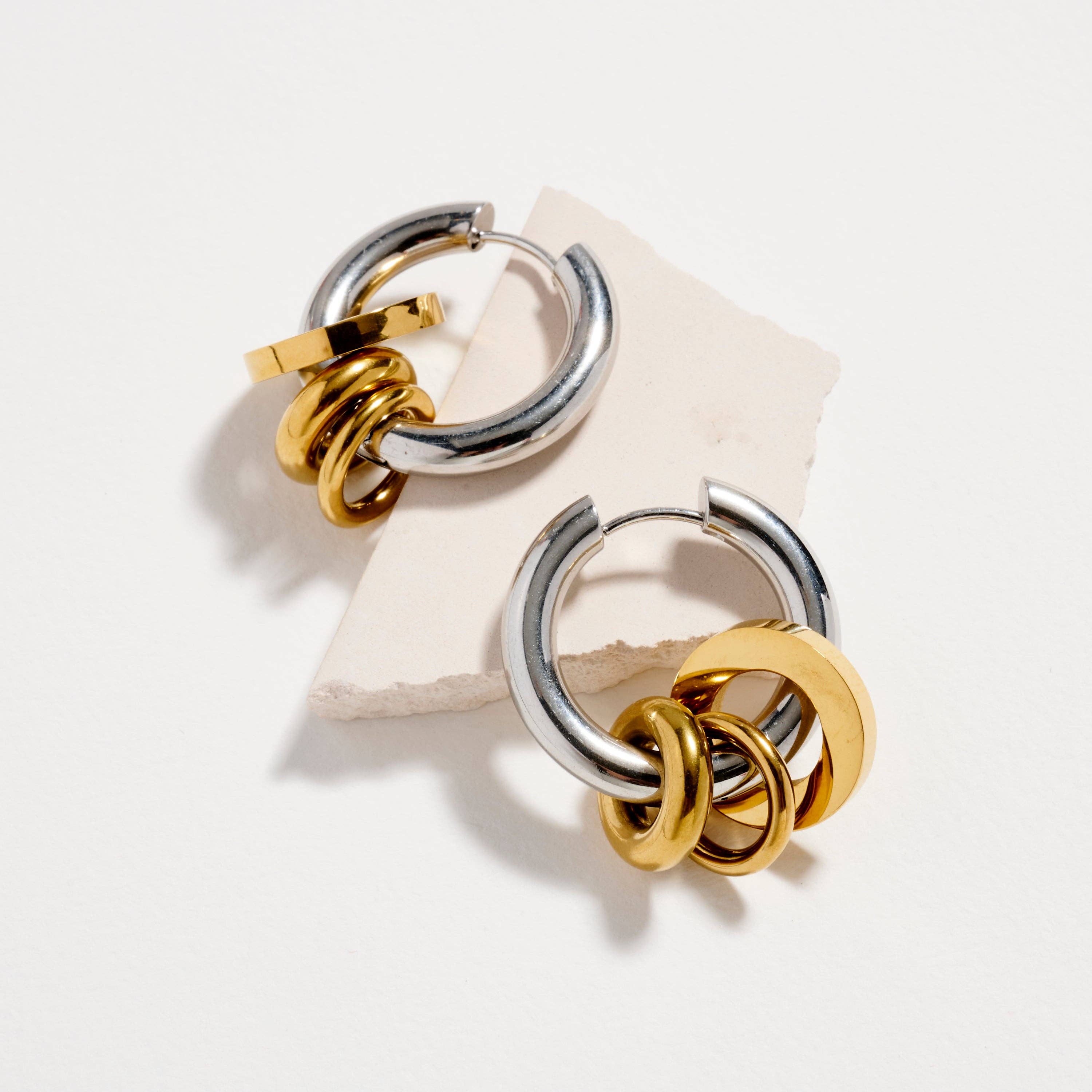 2-Tone Double Hoop Earrings