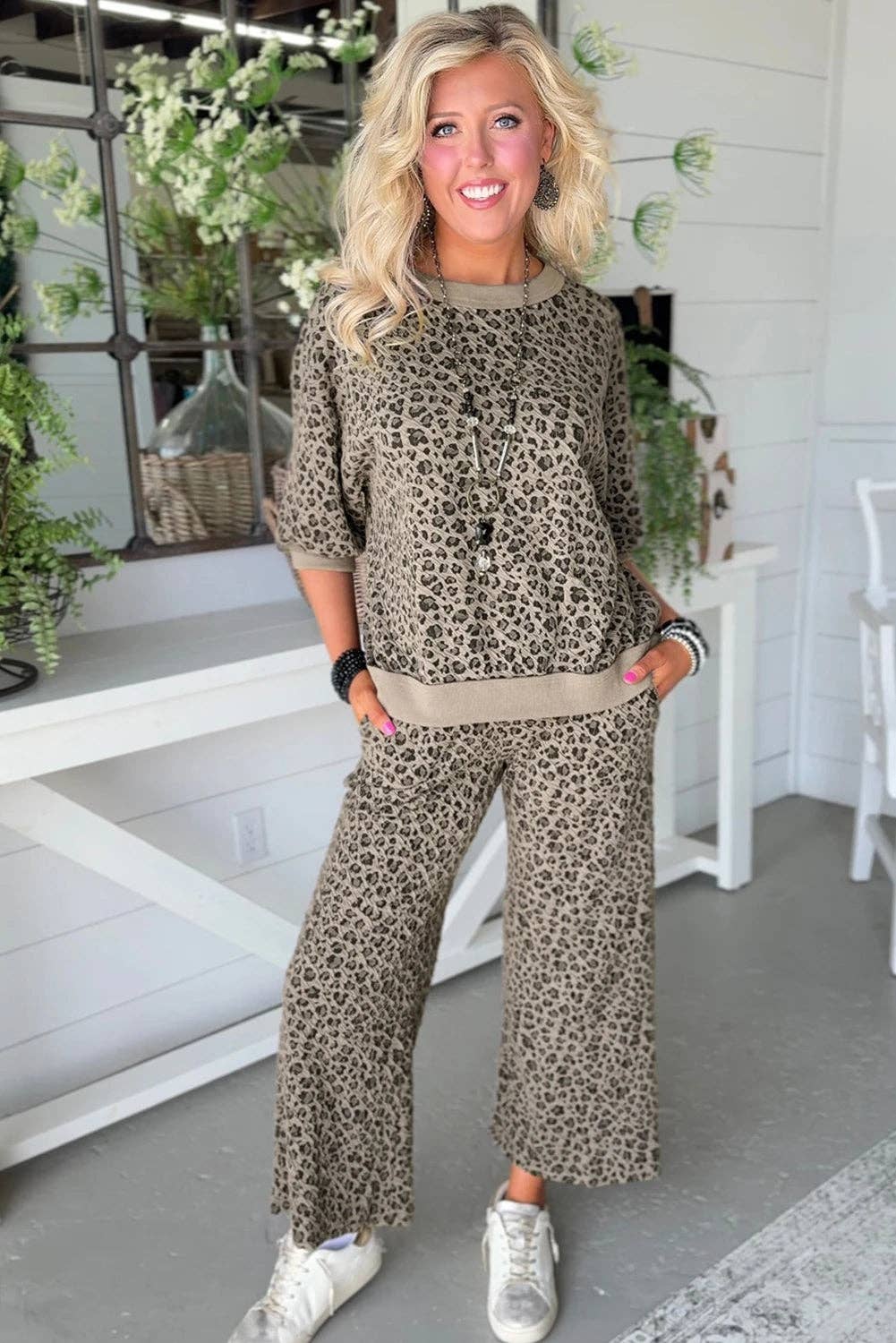 Leopard Wide Leg Crop Pant