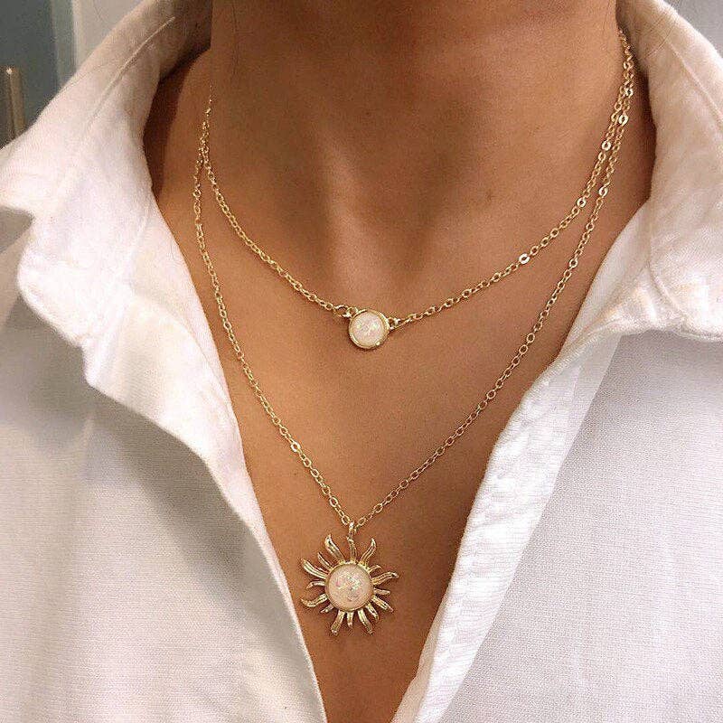 Opal Charm Layering Necklace