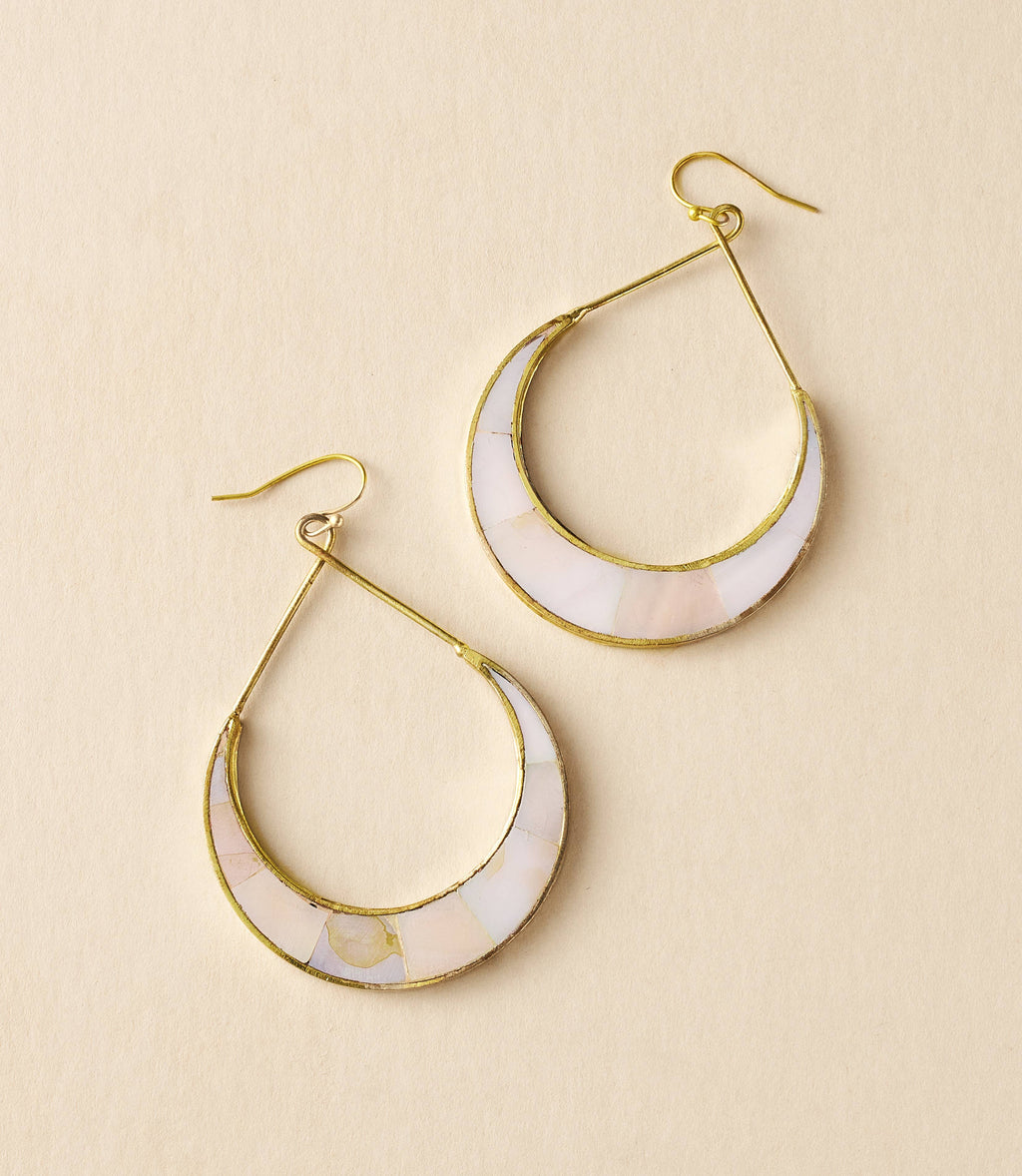 Pearl & Crescent Hoop Earrings