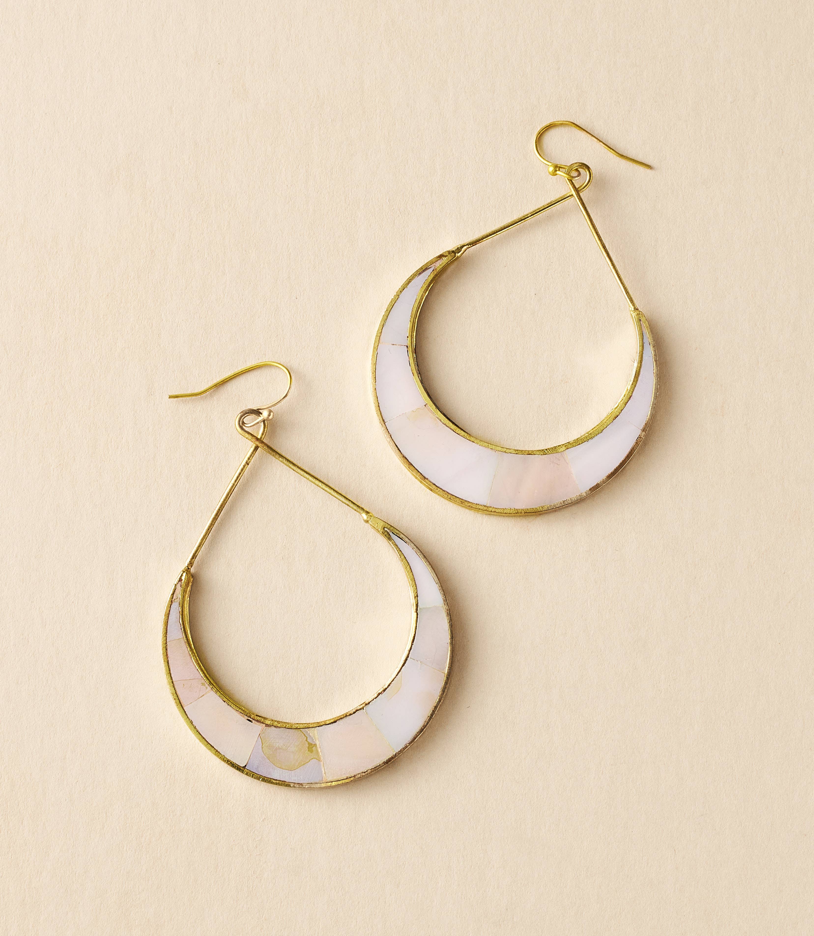 Pearl & Crescent Hoop Earrings