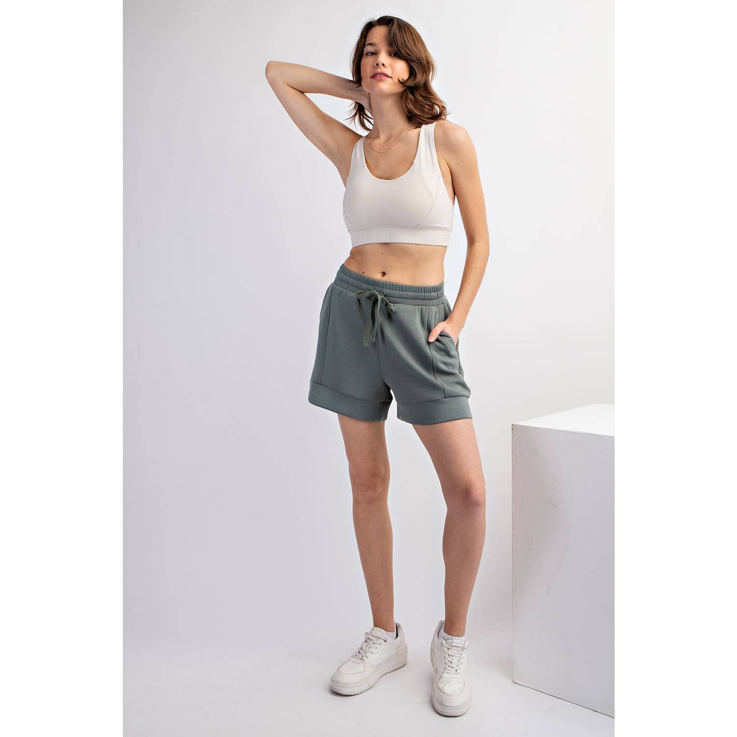 Sage Pleated Lounge Shorts