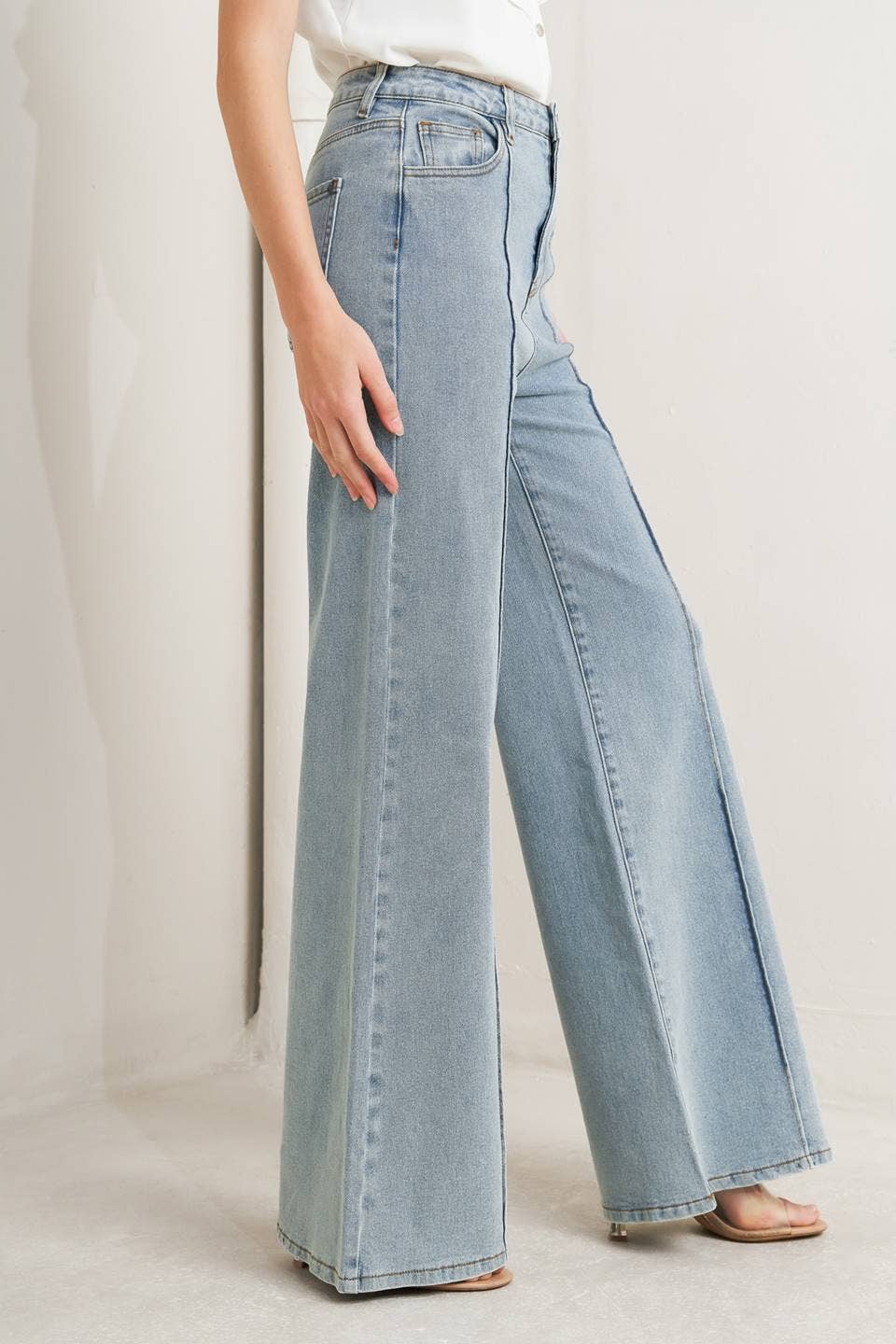 Ronnie Pinstripe Wide Leg Jeans