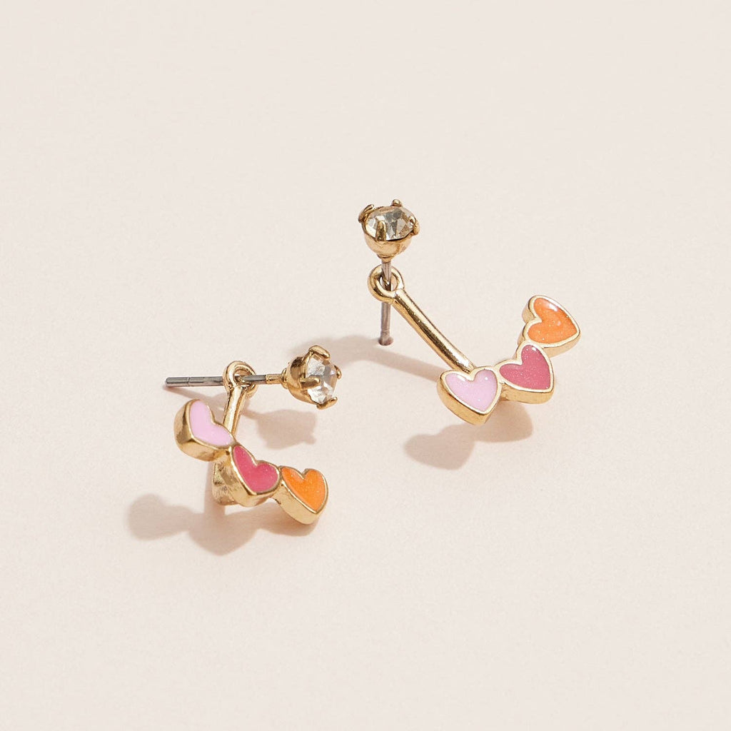 Ear Jacket Heart & Stud Earrings