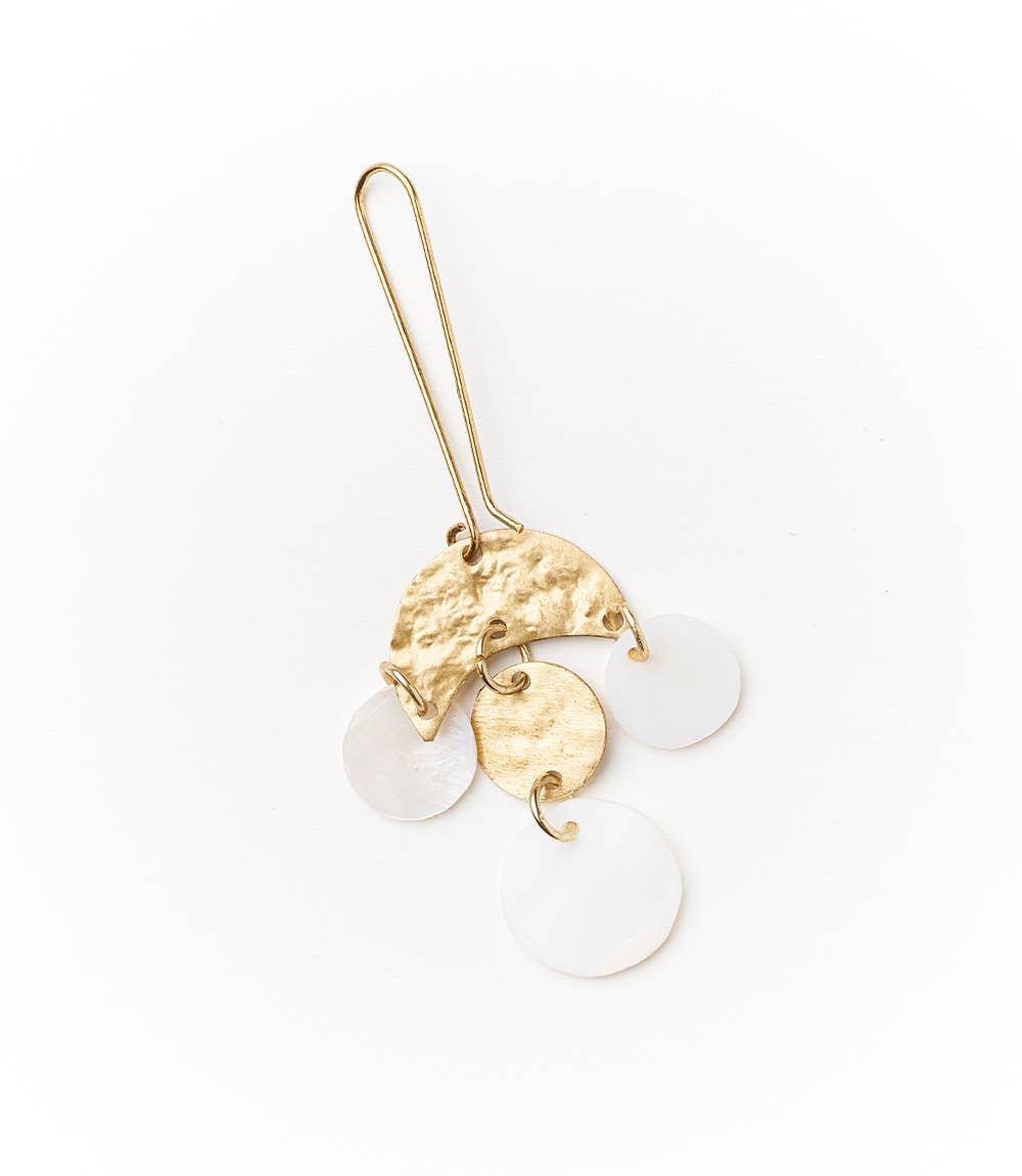 Chandelier Hammered Gold & MOP Earrings