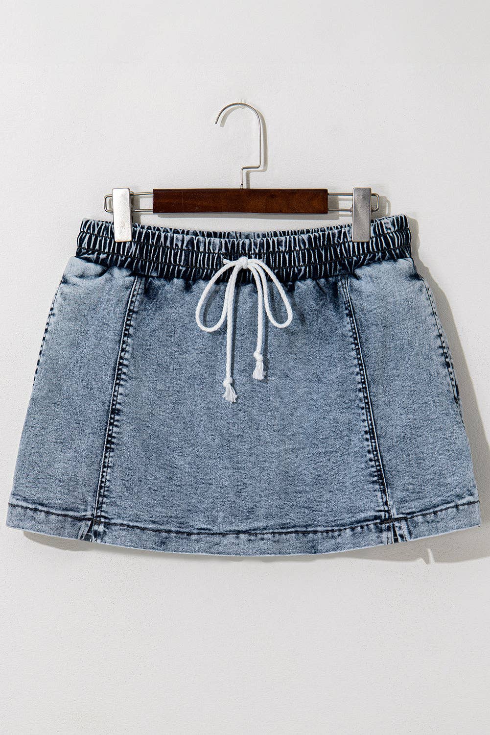 Jessie High Waist Drawstring Denim Skort