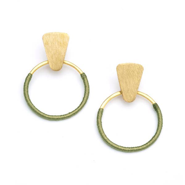 Olive & Gold Hoop Earrings