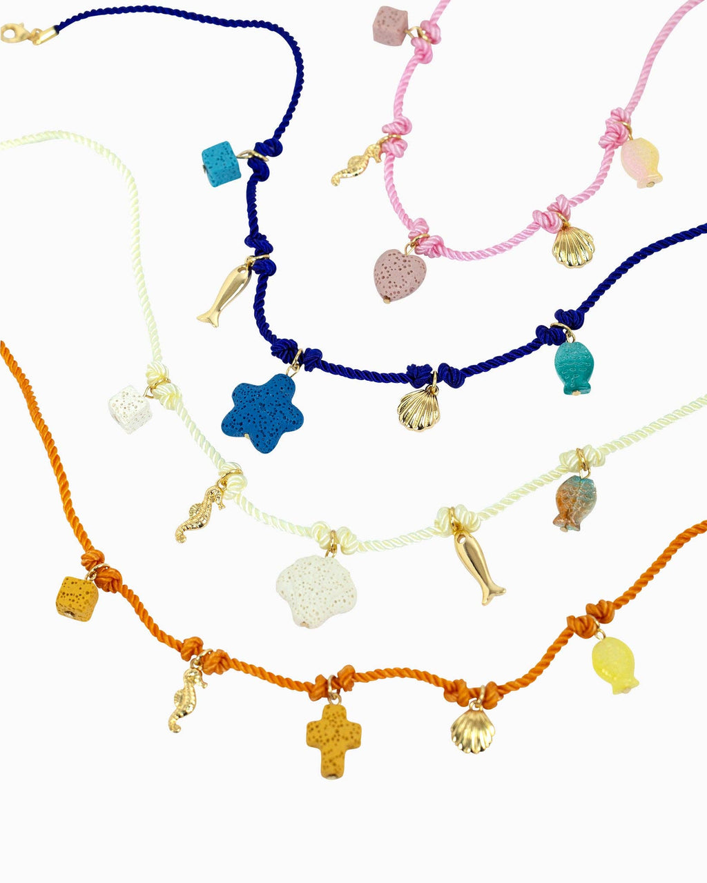 Coastal Blue Lagoon Rope Charm Necklace