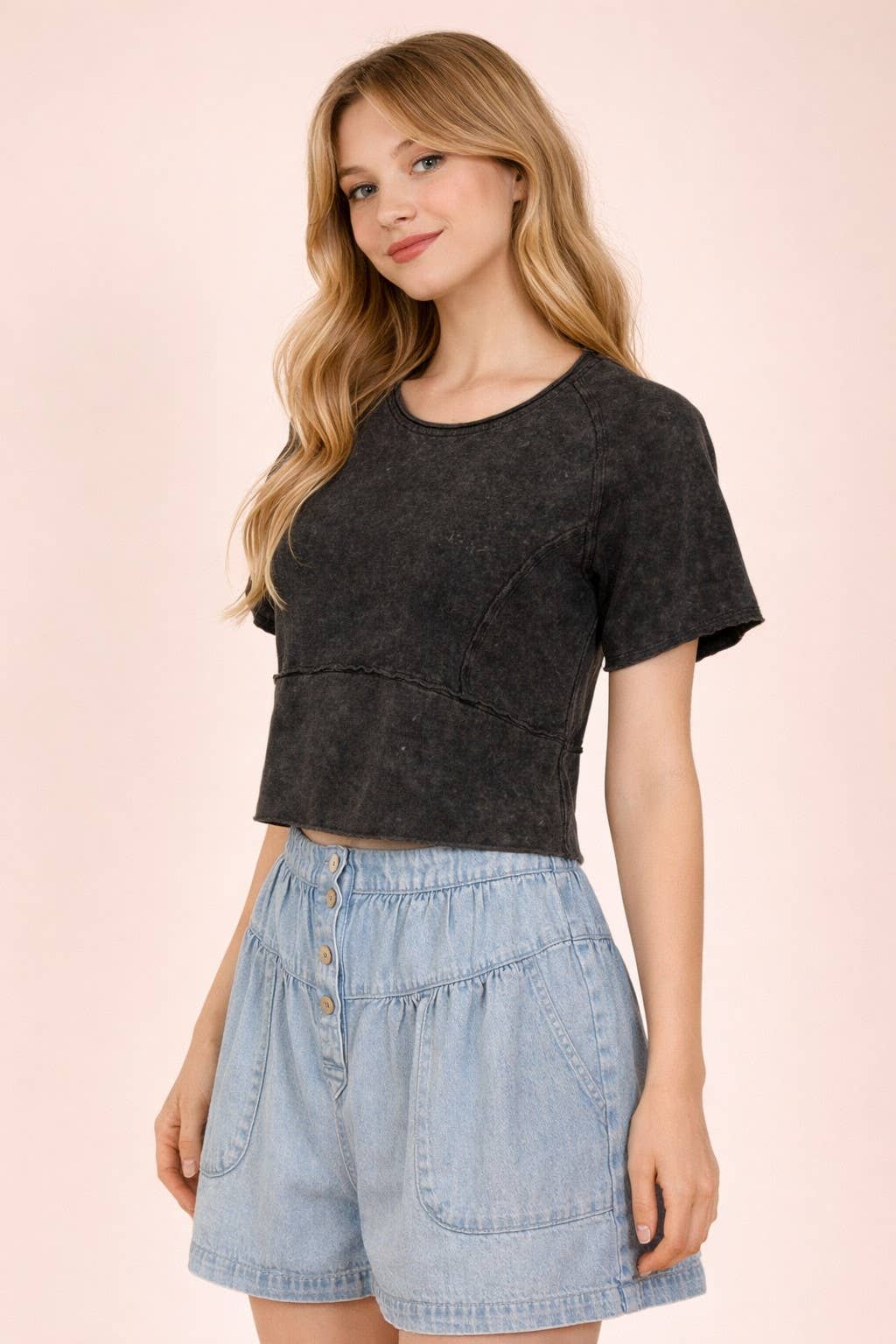 Nicole Washed Knit Crop Top