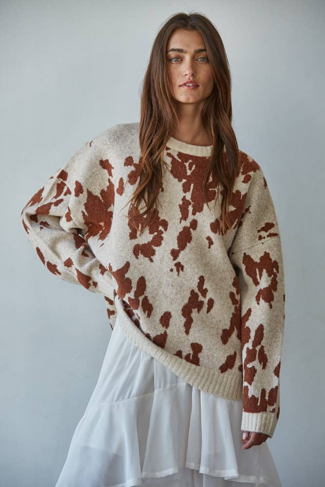 Savanna Cow Print Sweater