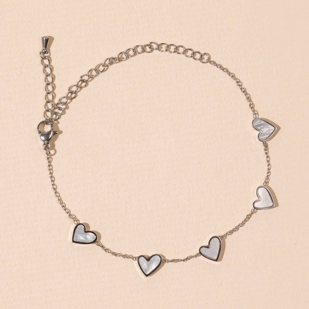 18K Gold-Dipped Anklet w/Hearts