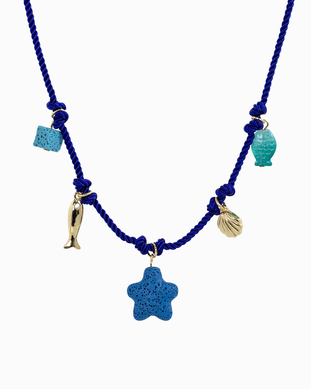 Coastal Blue Lagoon Rope Charm Necklace