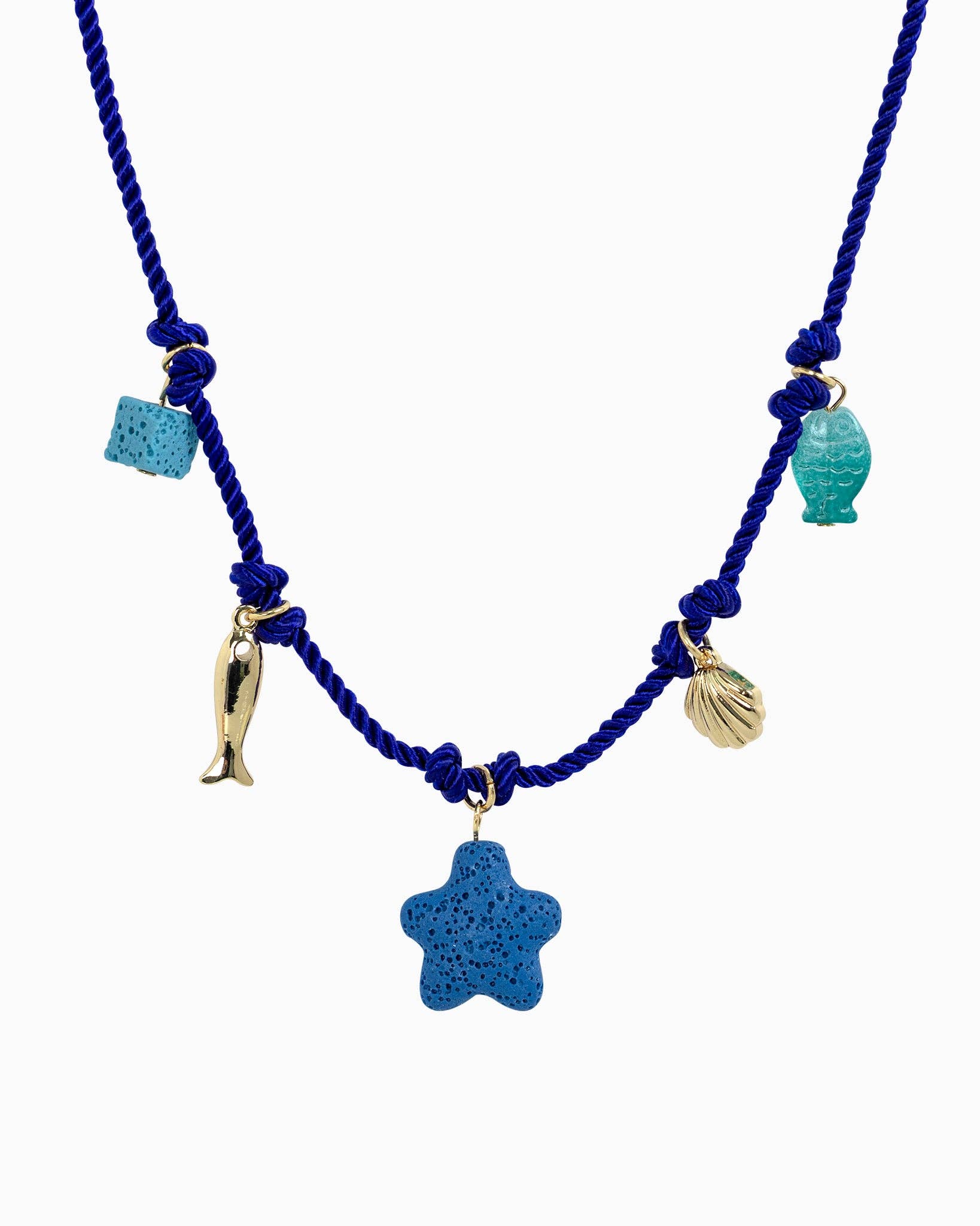 Coastal Blue Lagoon Rope Charm Necklace