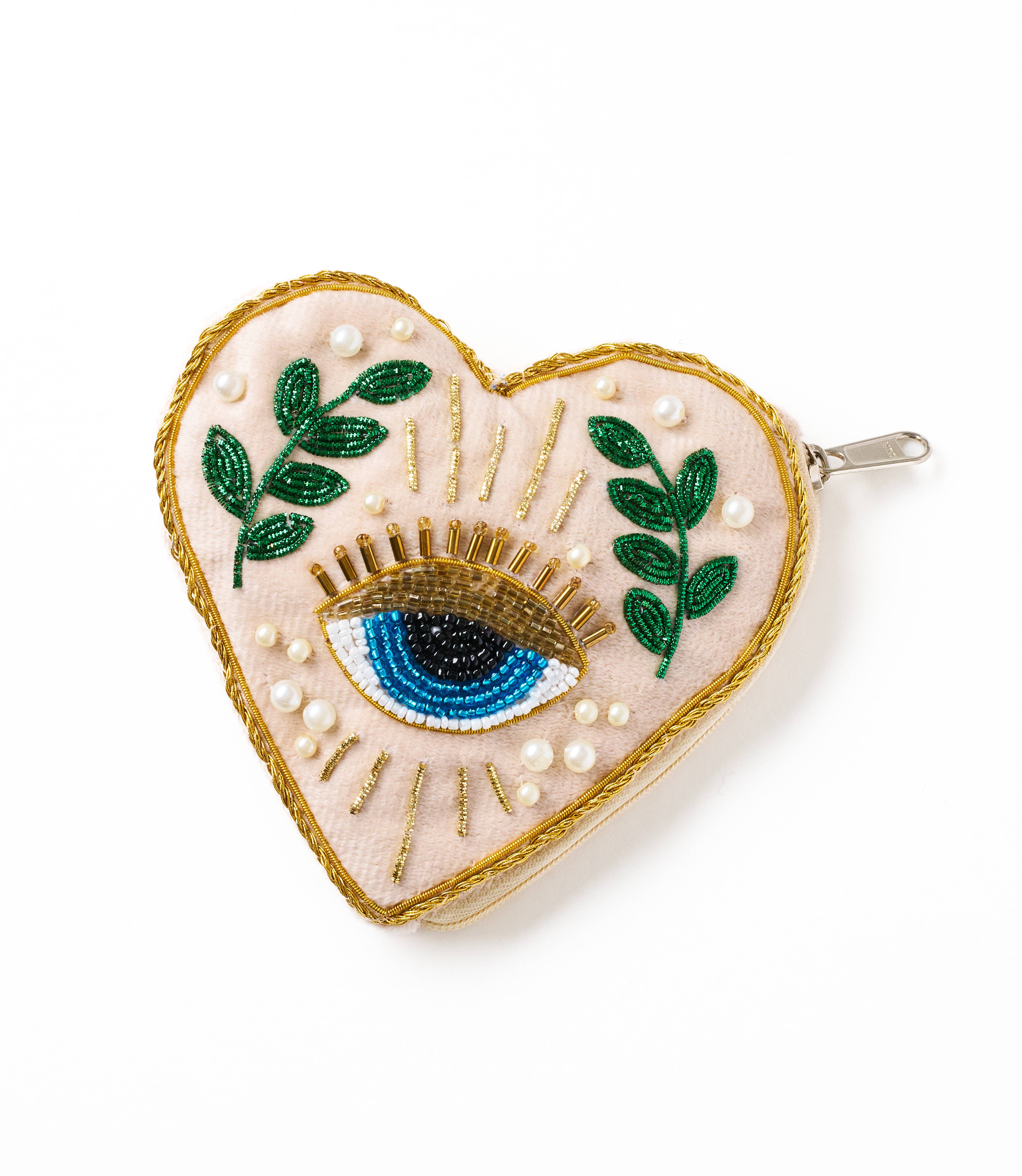 Seeing Eye Beaded Heart Coin Purse