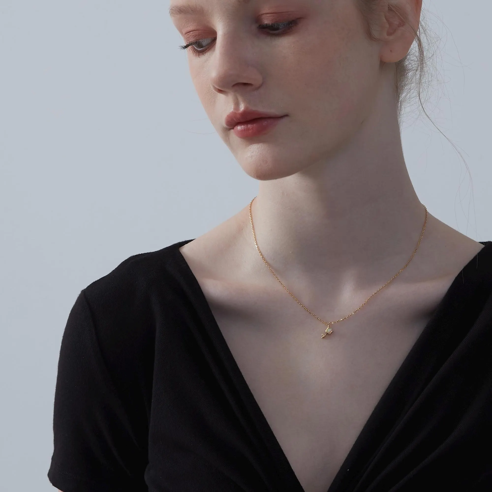 Tiny Opal Tulip Necklace