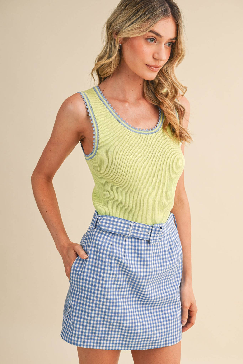 Tinsley Ribbed Picot Trim Tank