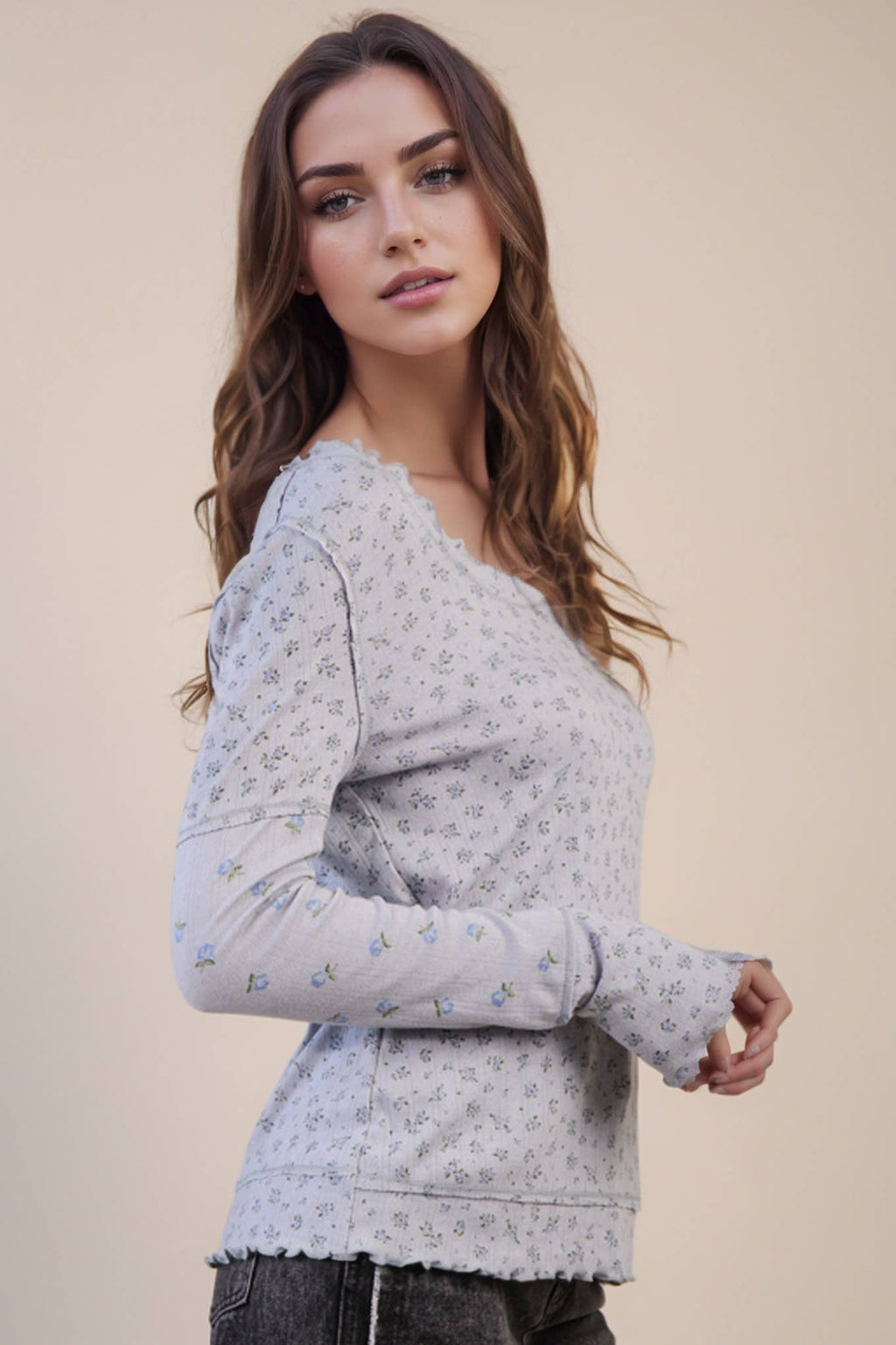 Betty Lettuce Hem Knit Top