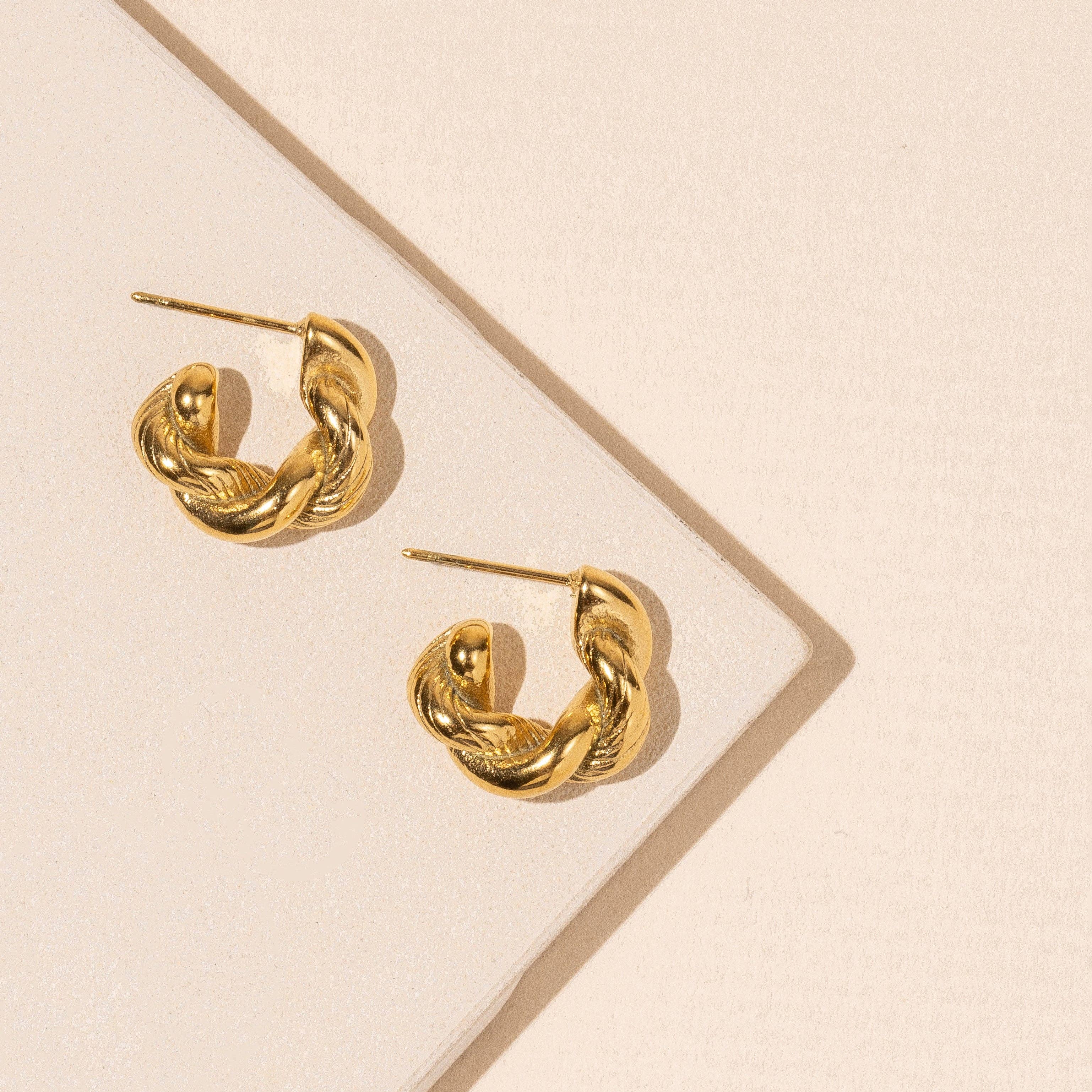 18K Gold-Dipped Twisted Hoop Earrings