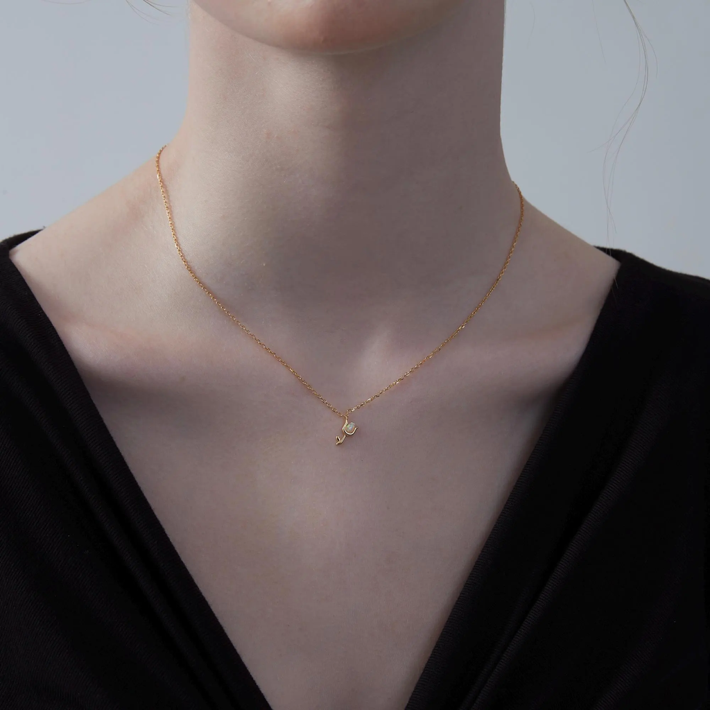 Tiny Opal Tulip Necklace